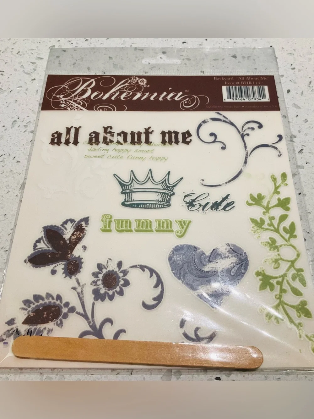 NIP 7pc Vintage 2006 My Minds Eye Bohemia Rub Ons Scrapbooking Paper Crafts DIY